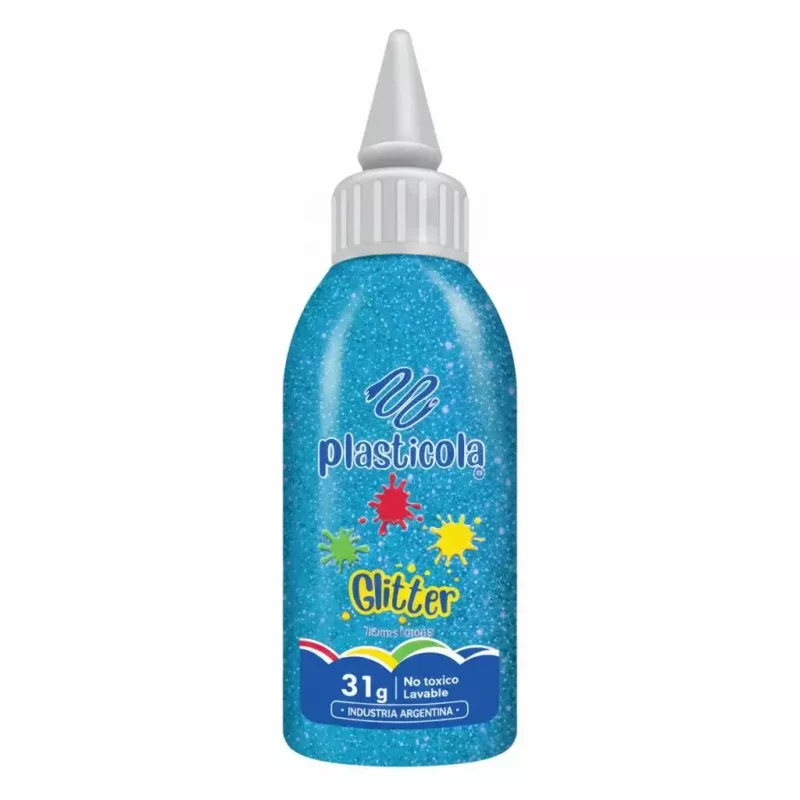 ADHESIVO CON GLITTER PLASTICOLA 31 GRS BRILLOS