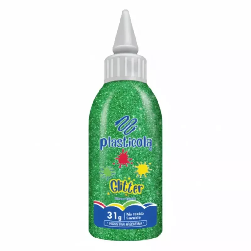 ADHESIVO CON GLITTER PLASTICOLA 31 GRS BRILLOS