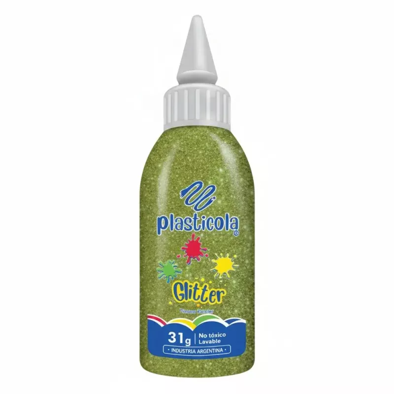 ADHESIVO CON GLITTER PLASTICOLA 31 GRS BRILLOS