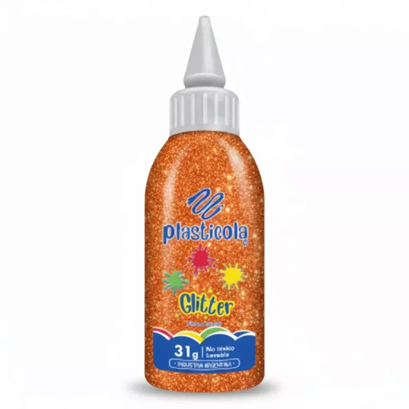 ADHESIVO CON GLITTER PLASTICOLA 31 GRS BRILLOS
