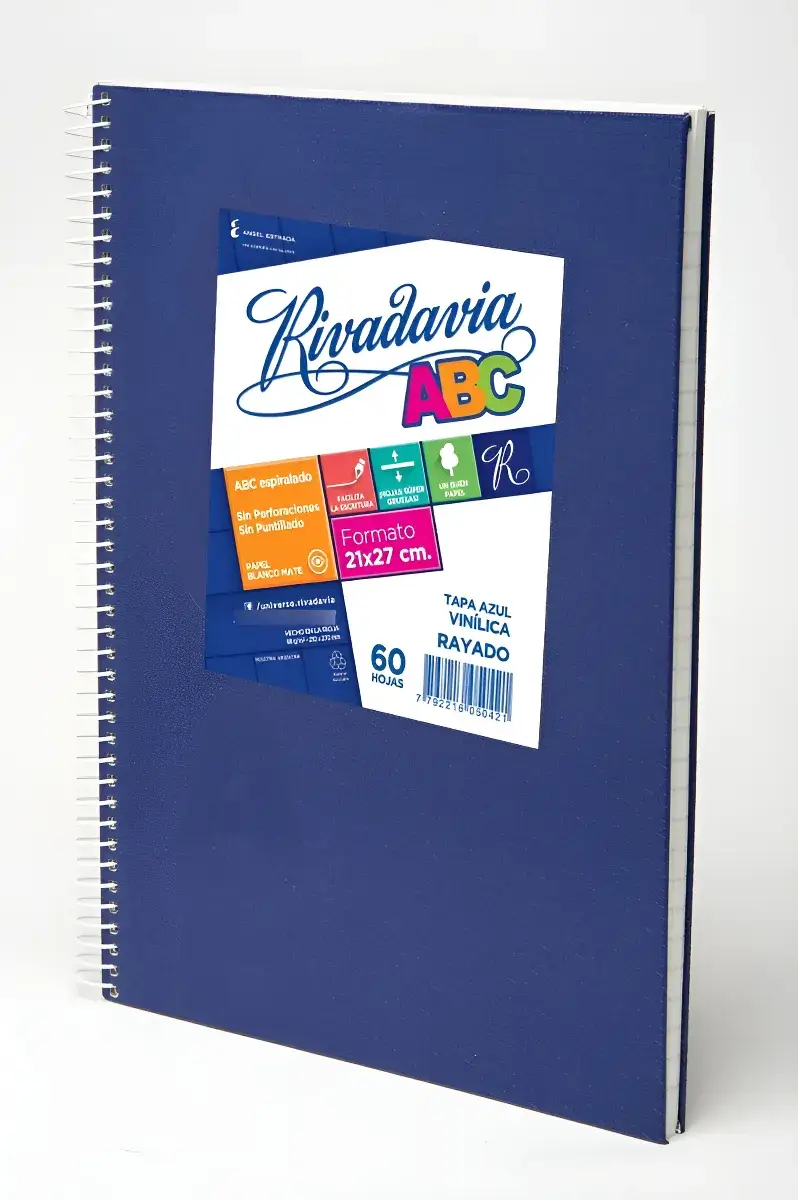 Cuaderno anillado Rivadavia ABC grande 21x27 para secundaria y facultad.