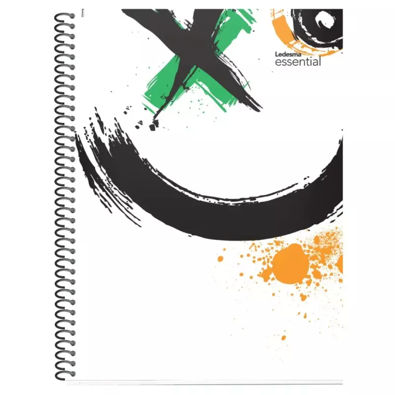 Cuaderno con espiral Ledesma Essential A4 cuadriculado con tapa plástica resistente y hojas micropuntilladas.