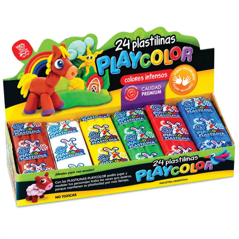 PLASTILINA PLAYCOLOR X 24 UNIDADES COLORES SURTIDOS