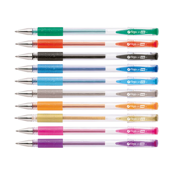 BOLIGRAFOS 10 COLORES ROLLER GEL GLITTER FILGO