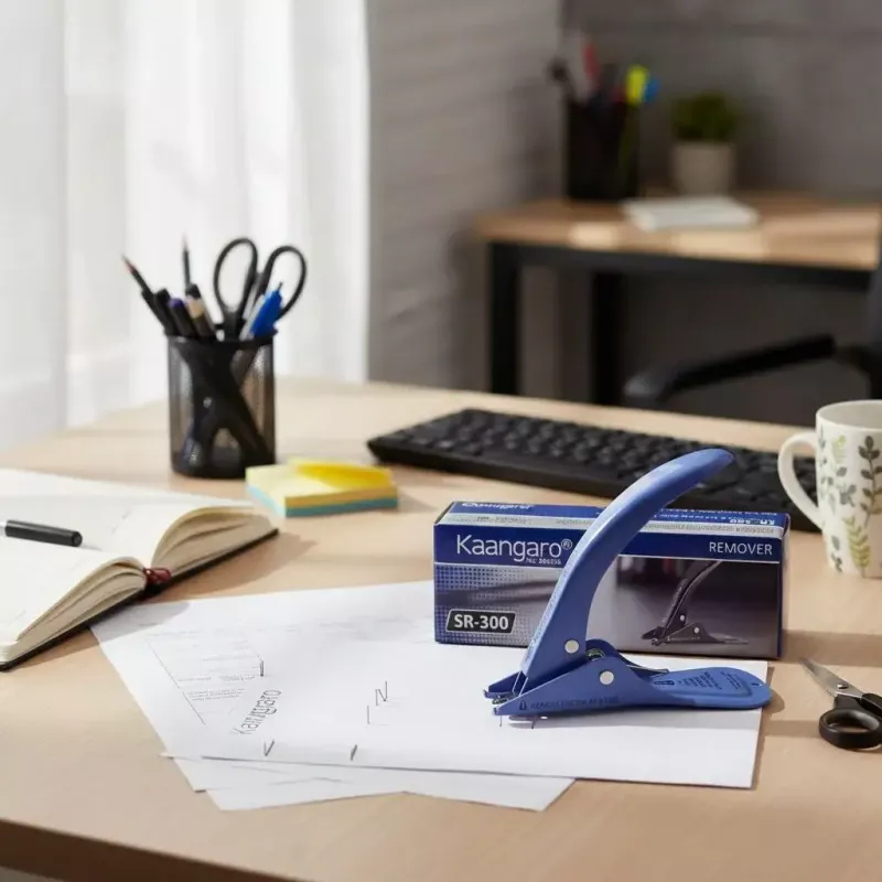 Insumos de librería en Argentina: sacabroches metálico con base anti-deslizante.