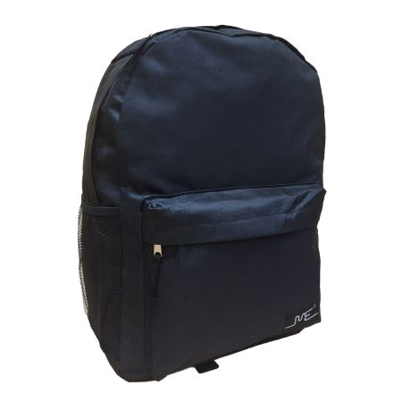 Mochila escolar negra clásica resistente.