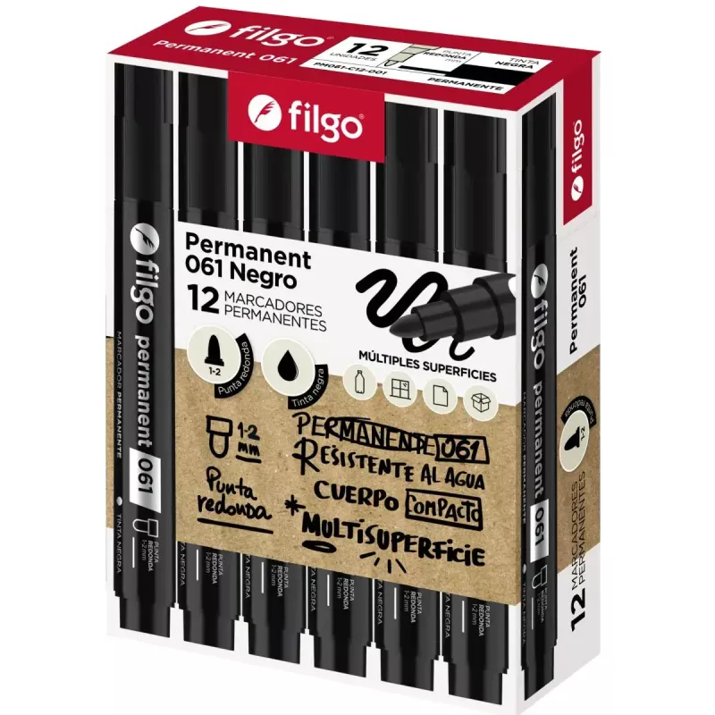 MARCADOR FILGO 061 PERMANENTE PUNTA REDONDA NEGRO