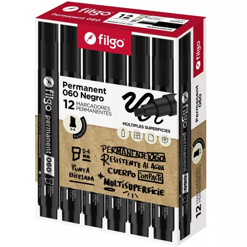 MARCADOR FILGO 060 PERMANENTE PUNTA CHANFLEADA NEGRO