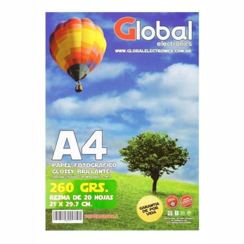 PAPEL FOTOGRAFICO GLOSSY A4 260 GRS. X 20 HS