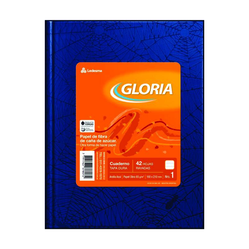 * CUADERNO T/D FORRADO GLORIA/AMER 42HS CUADRICULADO-