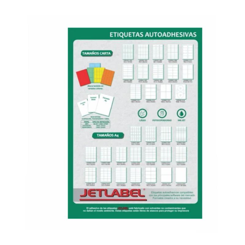 ETIQUETAS JET LABEL A4 63,5 x 38,1 2006  x100 HOJAS