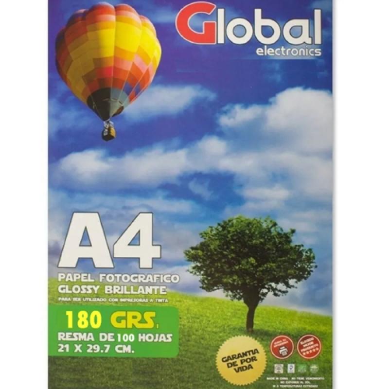 PAPEL FOTOGRAFICO GLOSSY A4 180 GRS. X 100 HS