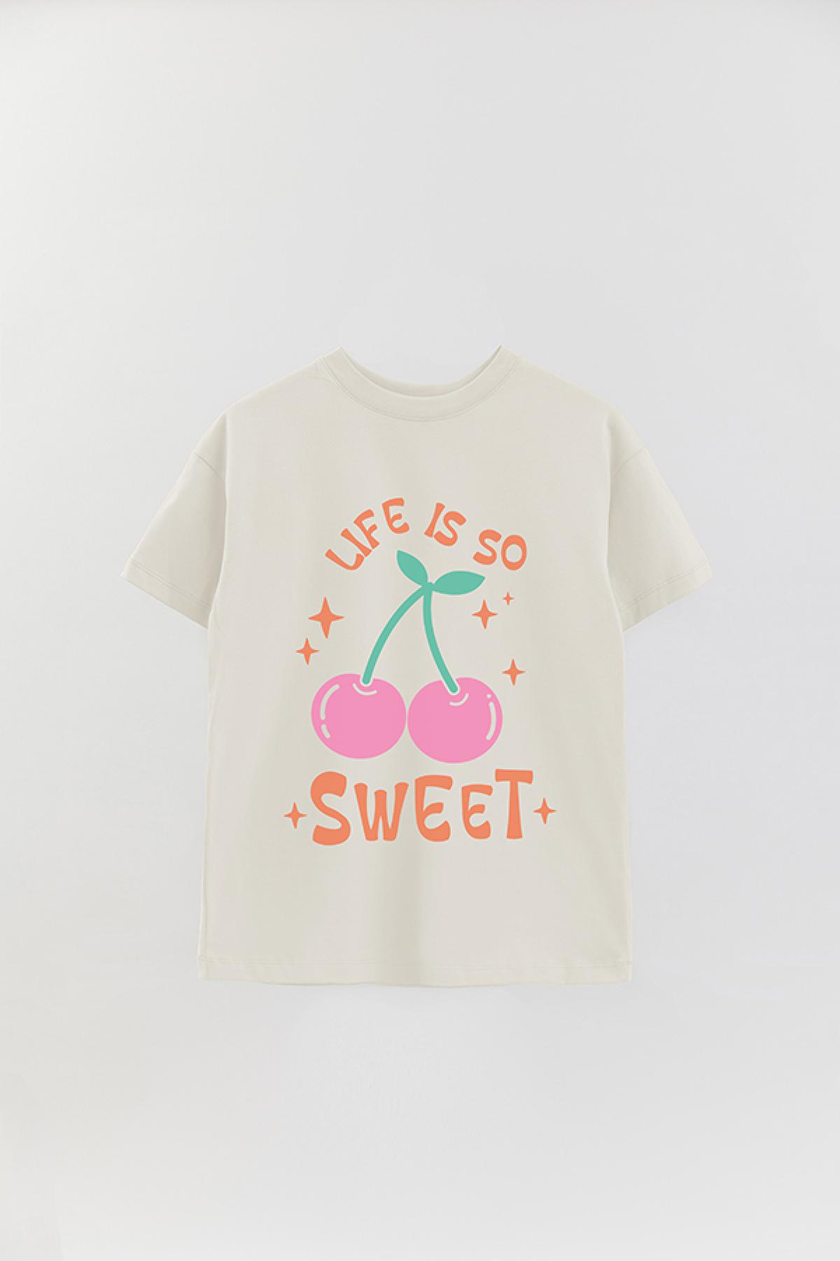 REMERA OVER ESTAMPADA LV4B LIFE IS SO SWEET