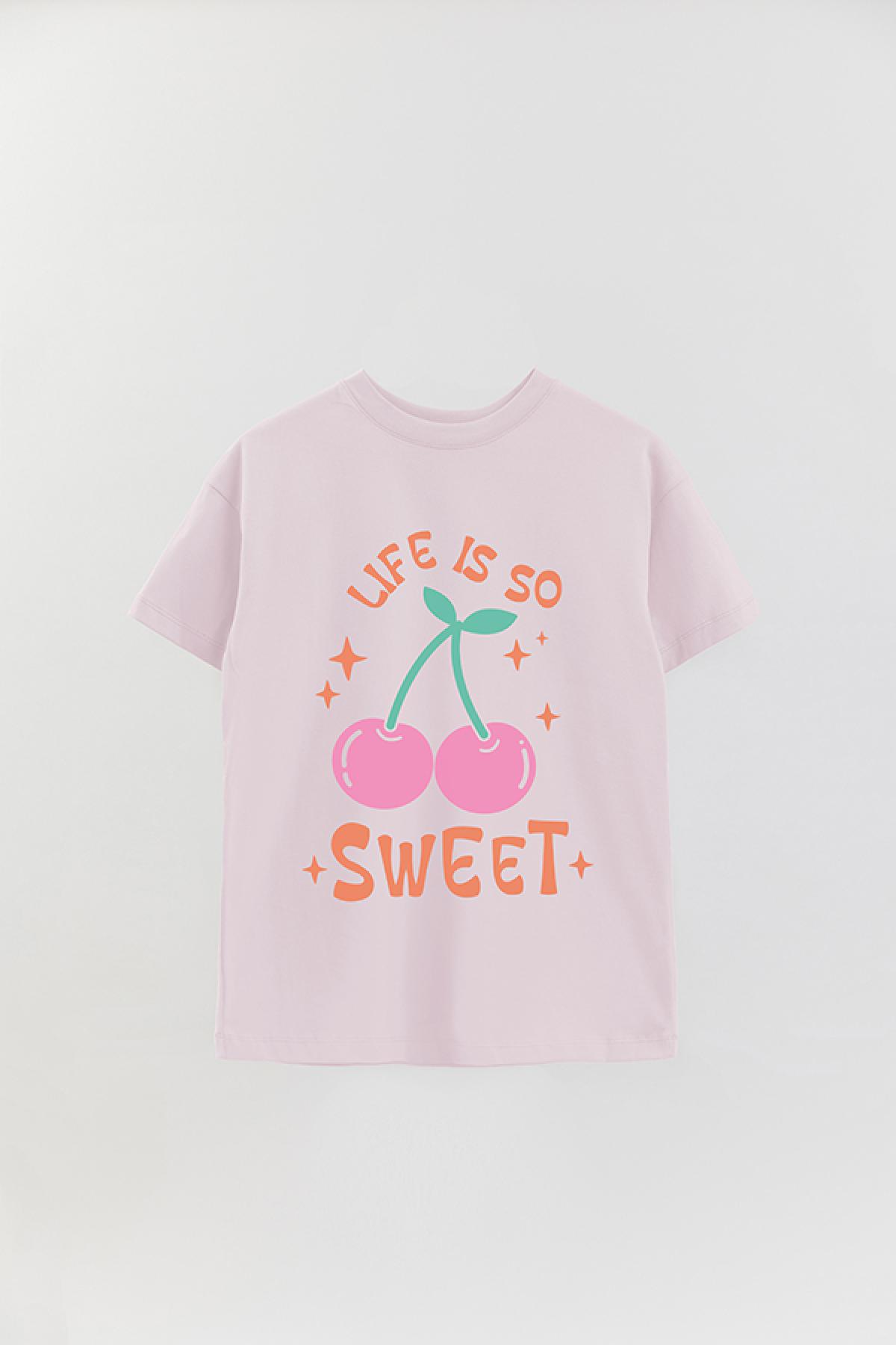 REMERA OVER ESTAMPADA LV4B LIFE IS SO SWEET