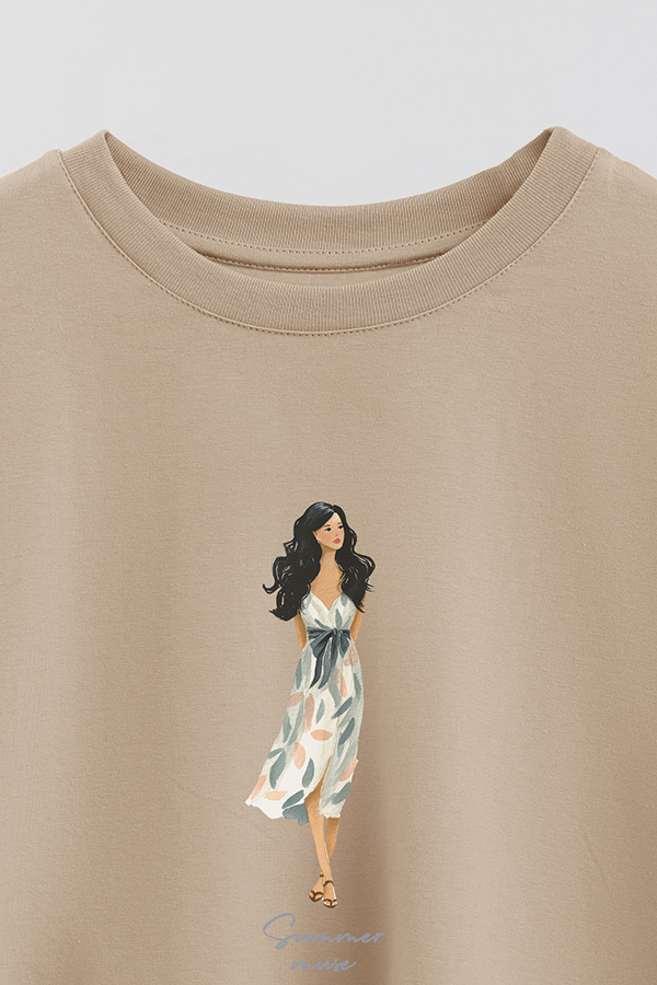 REMERA CROP ESTAMPADA COASTAL SUMMER MUSE