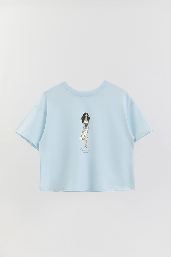 REMERA CROP ESTAMPADA COASTAL SUMMER MUSE