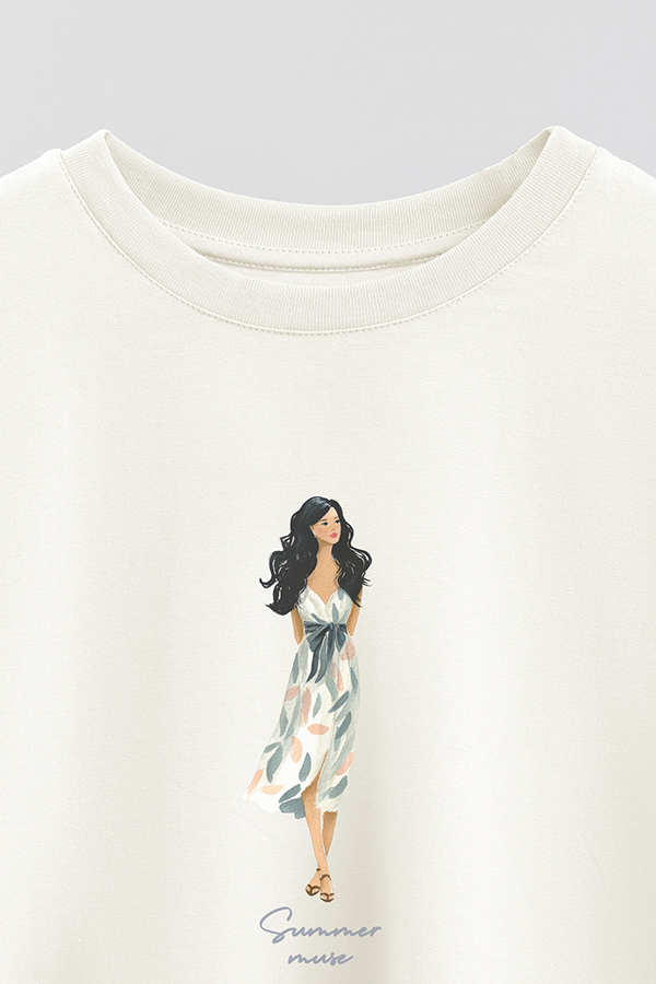 REMERA CROP ESTAMPADA COASTAL SUMMER MUSE