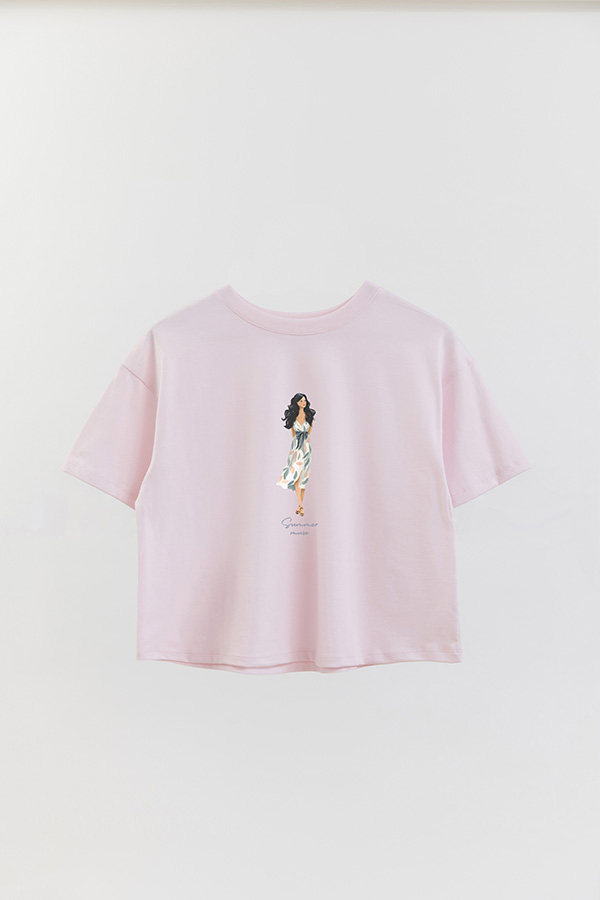 REMERA CROP ESTAMPADA COASTAL SUMMER MUSE