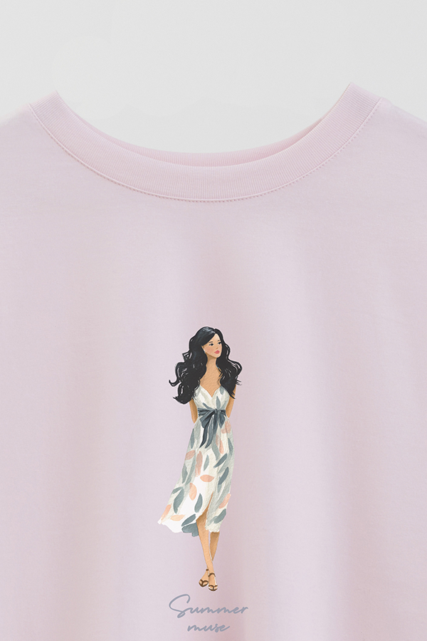REMERA CROP ESTAMPADA COASTAL SUMMER MUSE