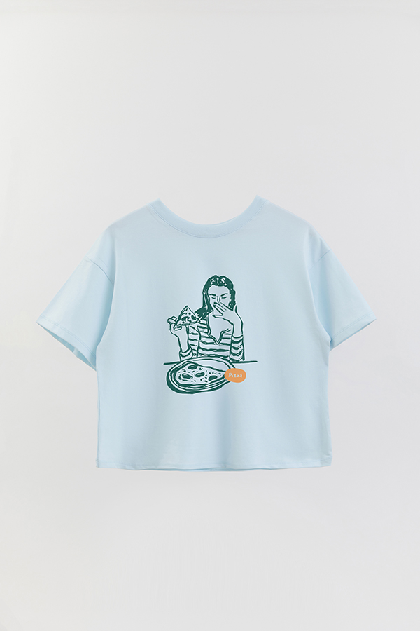 REMERA CROP ESTAMPADA ITALY PIZZA GIRL