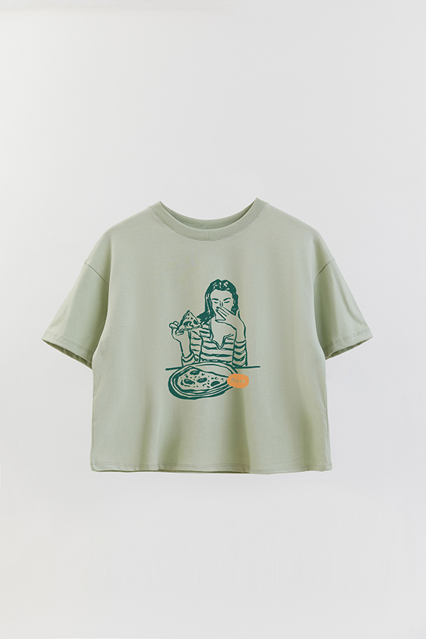 REMERA CROP ESTAMPADA ITALY PIZZA GIRL