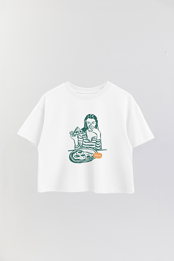 REMERA CROP ESTAMPADA ITALY PIZZA GIRL