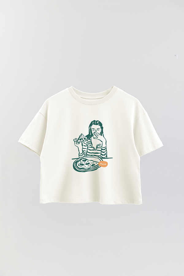 REMERA CROP ESTAMPADA ITALY PIZZA GIRL
