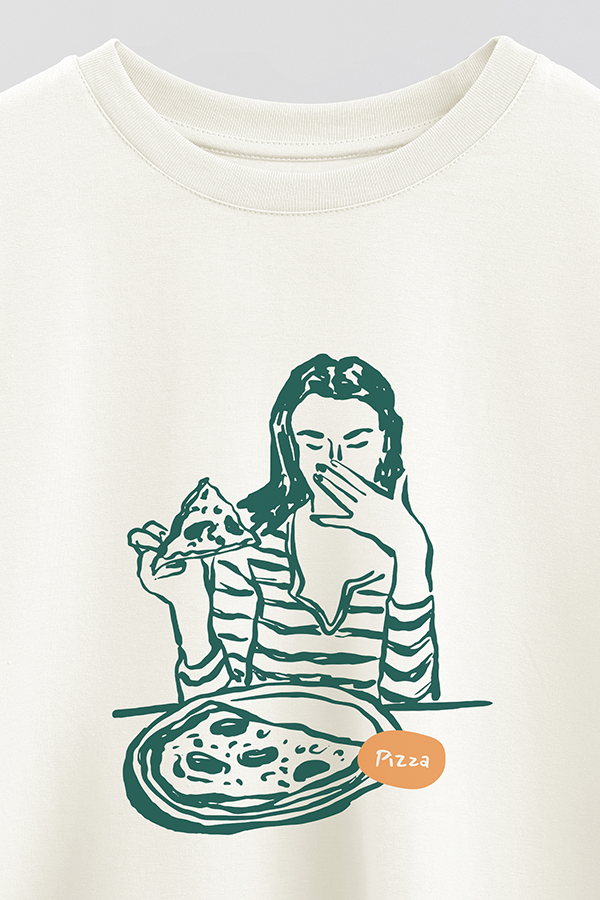 REMERA CROP ESTAMPADA ITALY PIZZA GIRL
