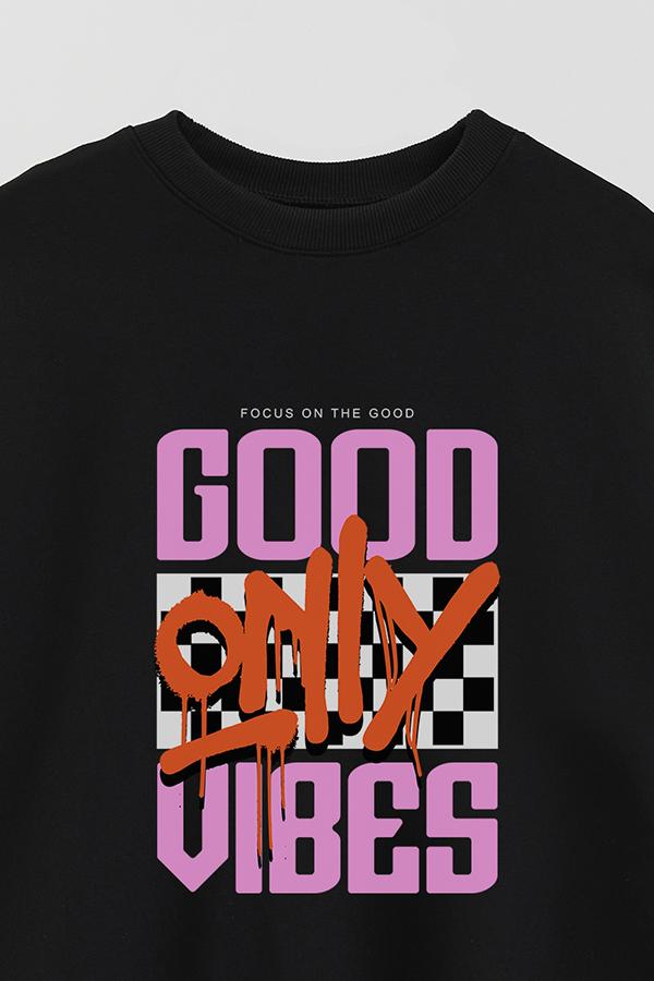 BUZO CREWNECK ESTAMPADO STREET MOOD GOOD VIBES ONLY