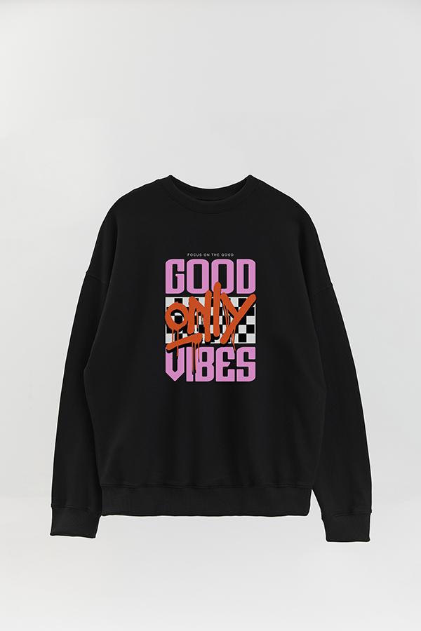 BUZO CREWNECK ESTAMPADO STREET MOOD GOOD VIBES ONLY