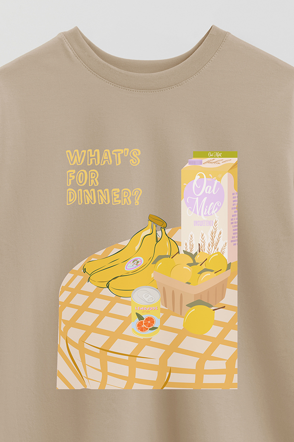 REMERA OVER ESTAMPADA WHATS FOR DINNER