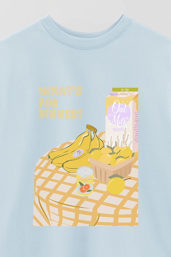 REMERA OVER ESTAMPADA WHATS FOR DINNER