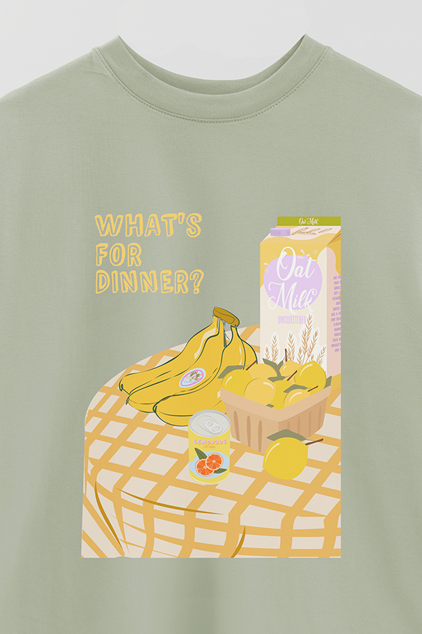 REMERA OVER ESTAMPADA WHATS FOR DINNER