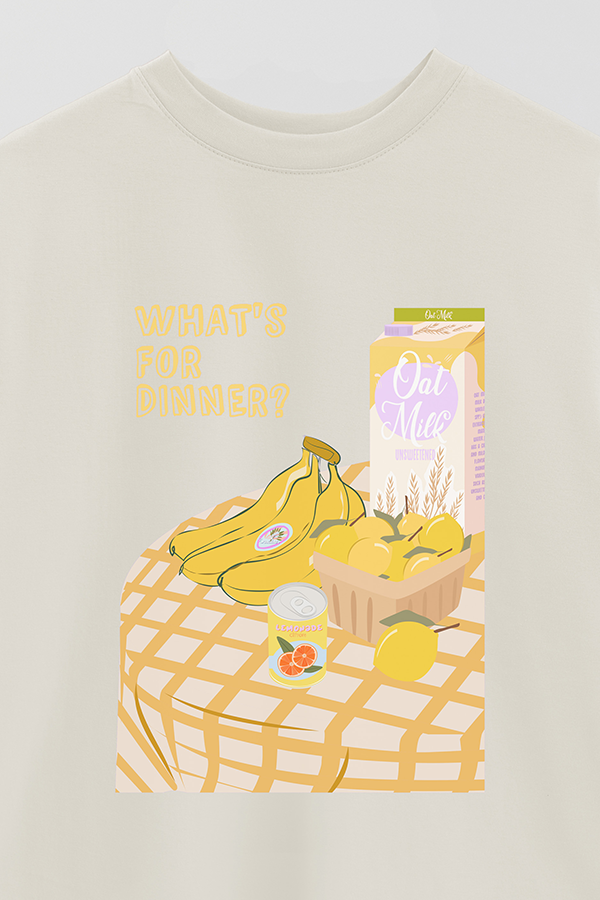 REMERA OVER ESTAMPADA WHATS FOR DINNER