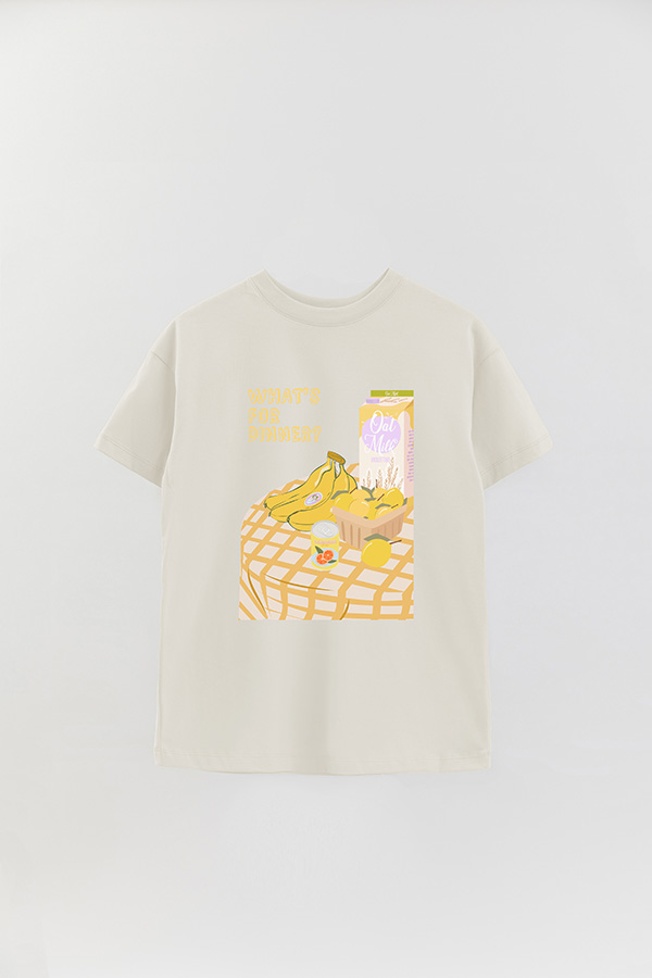 REMERA OVER ESTAMPADA WHATS FOR DINNER