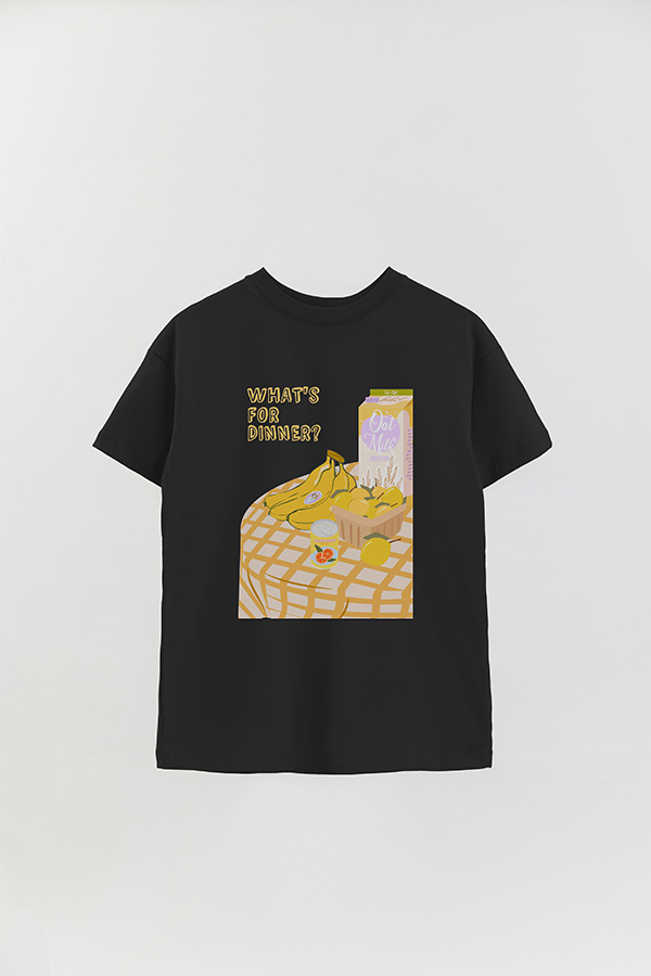 REMERA OVER ESTAMPADA WHATS FOR DINNER