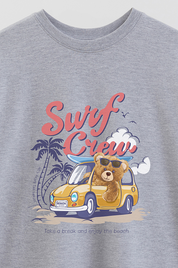 REMERA OVER ESTAMPADA UNISEX TEDDY SURF CREW