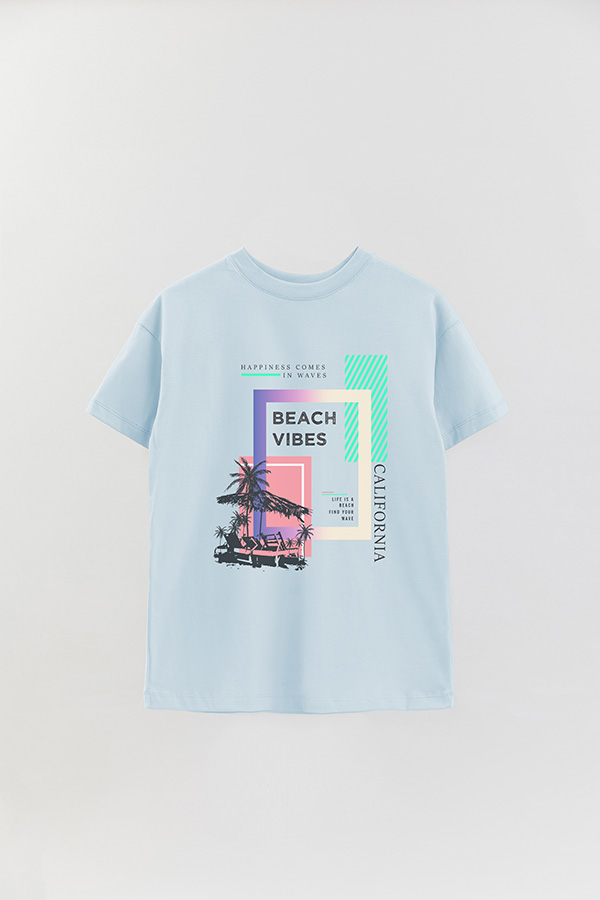 REMERA OVER ESTAMPADA HAPPINESS COMES IN WAVES