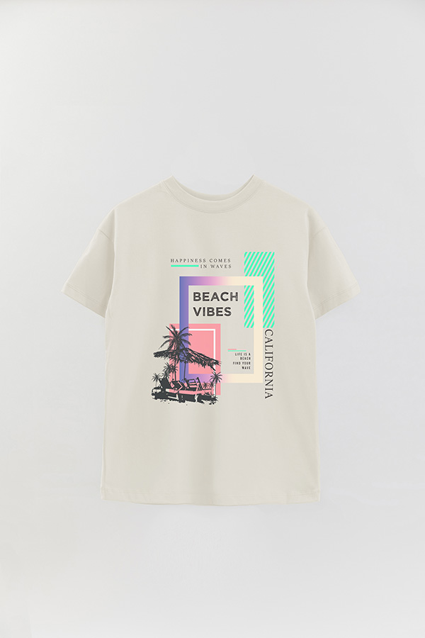 REMERA OVER ESTAMPADA HAPPINESS COMES IN WAVES