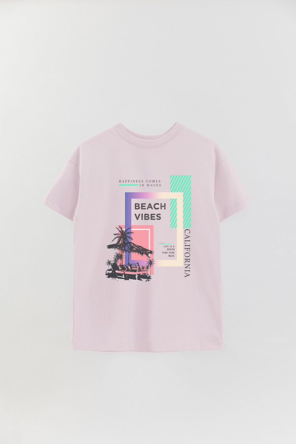 REMERA OVER ESTAMPADA HAPPINESS COMES IN WAVES