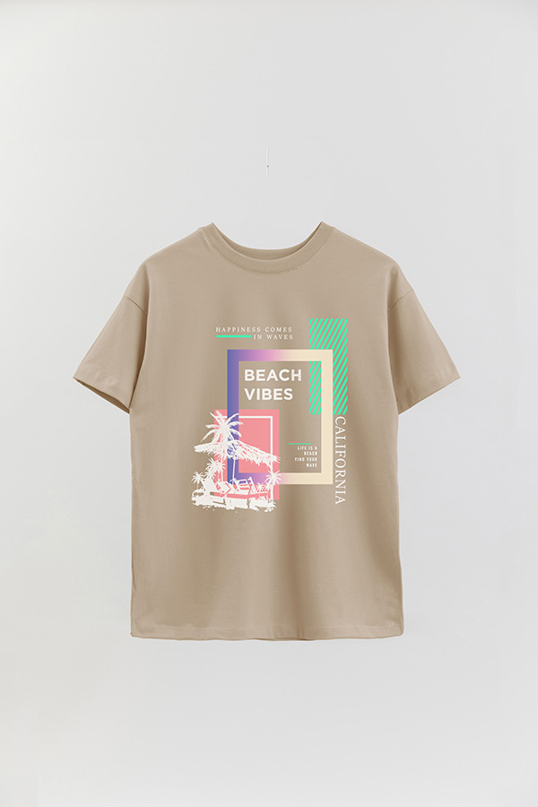 REMERA OVER ESTAMPADA HAPPINESS COMES IN WAVES