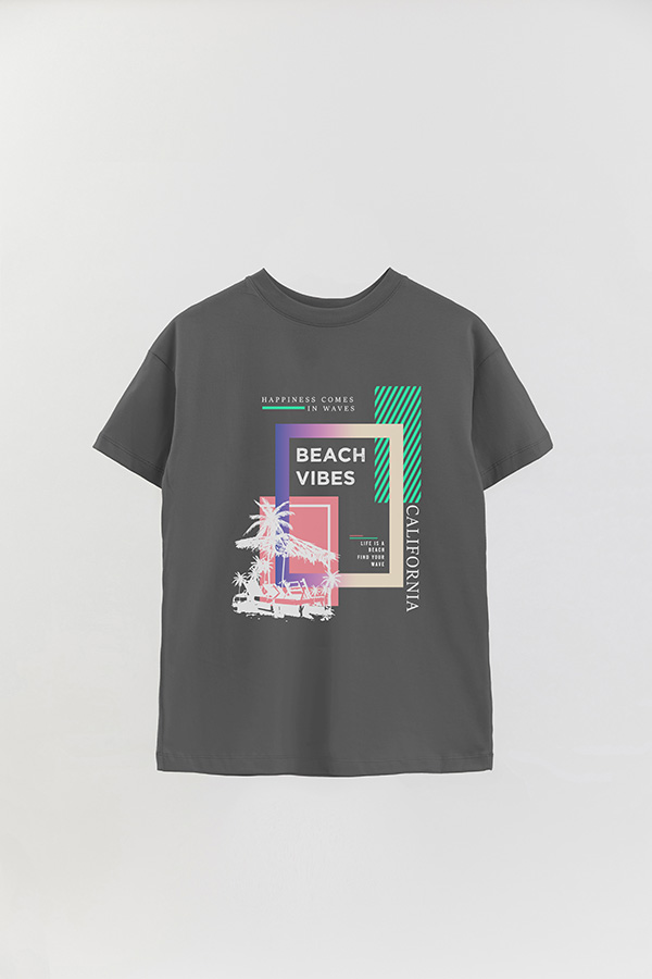 REMERA OVER ESTAMPADA HAPPINESS COMES IN WAVES