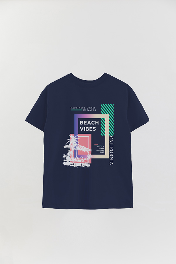 REMERA OVER ESTAMPADA HAPPINESS COMES IN WAVES