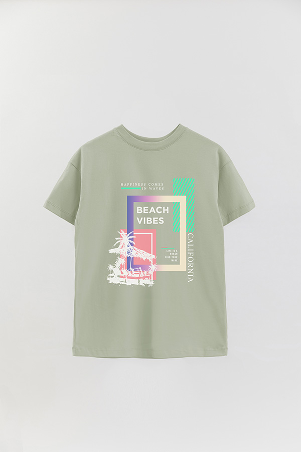 REMERA OVER ESTAMPADA HAPPINESS COMES IN WAVES