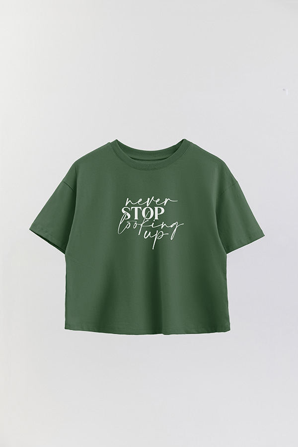REMERA CROP ESTAMPADA ML NEVER STOP