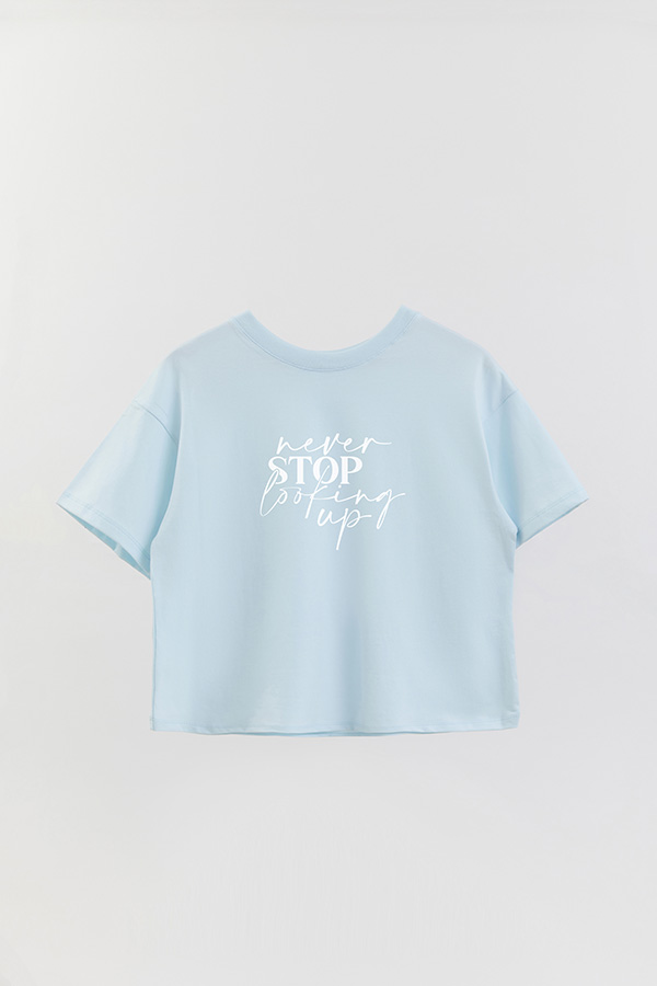 REMERA CROP ESTAMPADA ML NEVER STOP