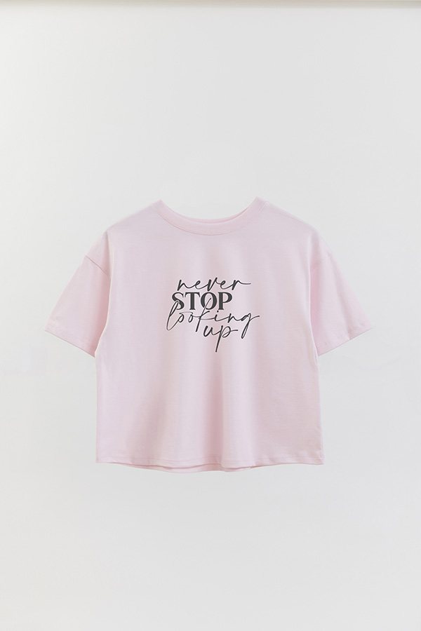 REMERA CROP ESTAMPADA ML NEVER STOP