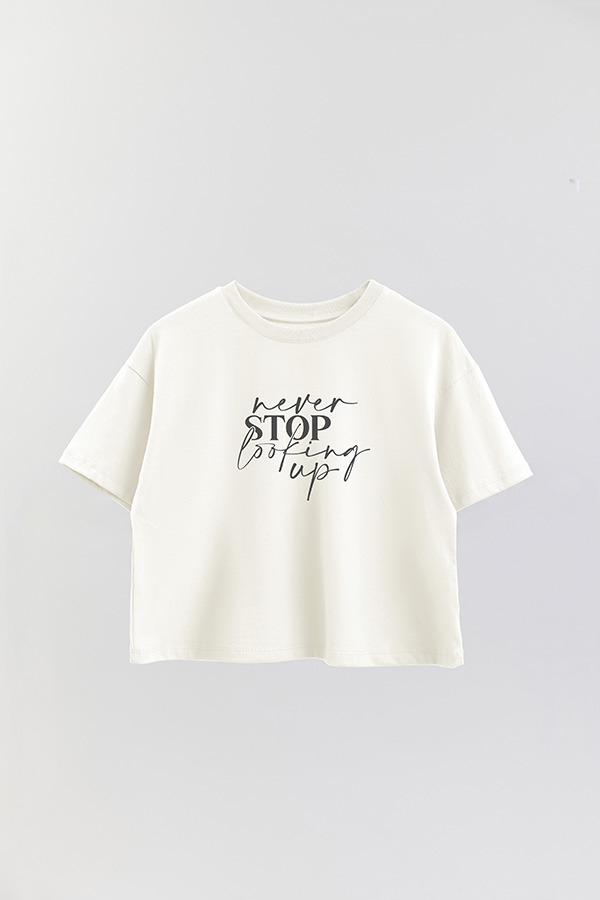 REMERA CROP ESTAMPADA ML NEVER STOP