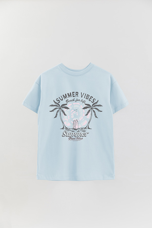 REMERA OVER ESTAMPADA SUMMER VIBES BEACH