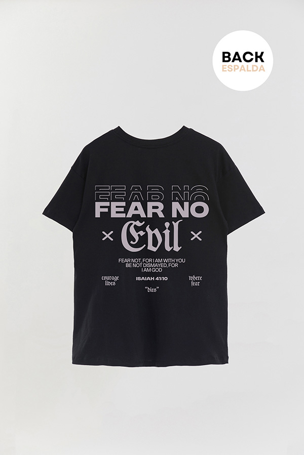 REMERA OVER ESTAMPADA UNISEX ESPALDA FEAR